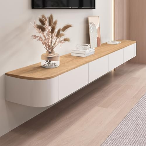Soporte Flotante para TV Mueble para TV Montado En La Pared Orificios para Cables Traseros para Sala De Estar Y Dormitorio(Color:A,S:140 * 20 * 24CM)