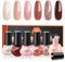 Modelones Nail Polish Set - 6 Colors: Nude, Brown, Pink Glitter - Quick Dry Nail Varnish for DIY Manicure & Salon Home Use
