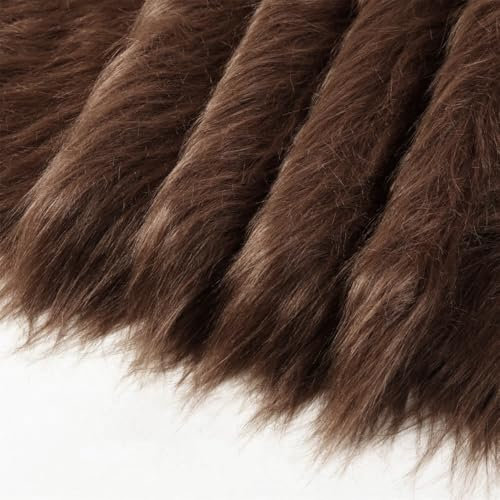 Duories 10cmx180cm Flauschige Kunstpelzband Kunstfell Band Fellstoff, Furry Faux Pelz Stoff Dekoband Zierband Plüsch Trim Plüschstoff Plüschband Borten Bänder zum Nähen Kleidung Weihnachtsdeko,Braun