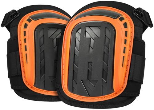 flintronic Rodilleras Trabajo para Trabajar, 1 Par Rodilleras Profesionales Trabajo con Acolchado de Espuma Resistente y Cómodo Cojín de Gel, para Construcción, Alicatadores, Jardinería(Naranja A)