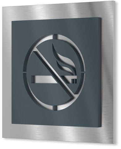 Urhome Rauchverbot Türschild aus V2A Edelstahl 120x120-230x230mm Anthrazit Ral 7016 - Piktogramm Schild rostfrei - Infoschild für Wand Tür Innen Außen