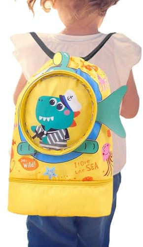 Teksome Bolsas de natación para Nadadores Niños - Bolsas de natación de Animales de Dibujos Animados para niños,Bolsa de natación para niñas, Playa, Piscina, natación, Mochila húmeda y Seca,