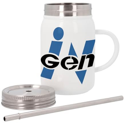 Mug Isotherme en Inox avec Couvercle et Paille - Ingen Geek Jeux Video Serie Film - 500 ml - Tasse Thermo
