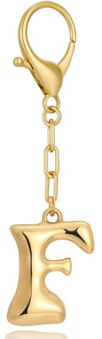 LILIE&WHITE Goldener Buchstaben F Schlüsselanhänger – Stilvolles Accessoire Für Taschen, Kleidung Und Geschenke – Langlebig, Glänzend Und Vielseitig