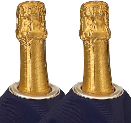 BOTTLECLOTHS - Classic Collection, Chiffons pour Bouteilles avec Anneau en Métal pour Seaux à Glace, Coton, 54 cm, Trou Central (Bleu Royal avec Anneau en Métal Argenté, Paquet de 2)
