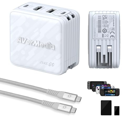 AVerMedia Portable Charger, Switch 2 Dock, 100W GaN Fast Charging USB C Hub, TV Docking Station with 4K60 HDMI, Compatible with iPhone, iPad, Laptop, PC, Gaming Accessories