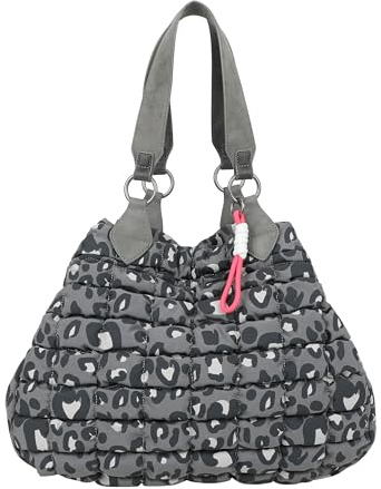 Fritzi Izzy Medium Limited Leo Bubble Shopper Nylon Damen Handtasche Alltag Reisen Schultertragbar mit Druckknopf 29 x 42 x 15 cm – Schwarz, Blau, Anthrazit