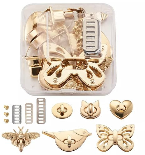 6 Set Light Gold Mixed Zinc Alloy Bag Twist Lock Handbags Turn Lock-default