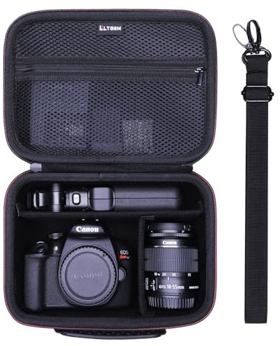 L LTGEM Hard Camera Case for Canon EOS 2000D/ 4000D DSLR, EOS Rebel T7 /R100 /R50 /R5 /R6 Mark II /R7 /R8 /90D /5D Mark IV Camera, Lens, Tripod, with 4 Pieces of Dividers and Shoulder Strap