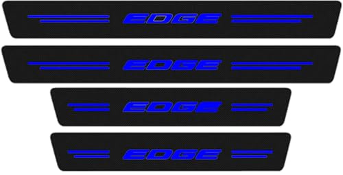 JYMLOV 4pcs Car Door Sill Protector Strips Carbon Fiber Threshold Protective Film Kick Plate Cover Sticker for Fo-rd Focus Fiesta ST LINE Car Accessories,Edge Blue
