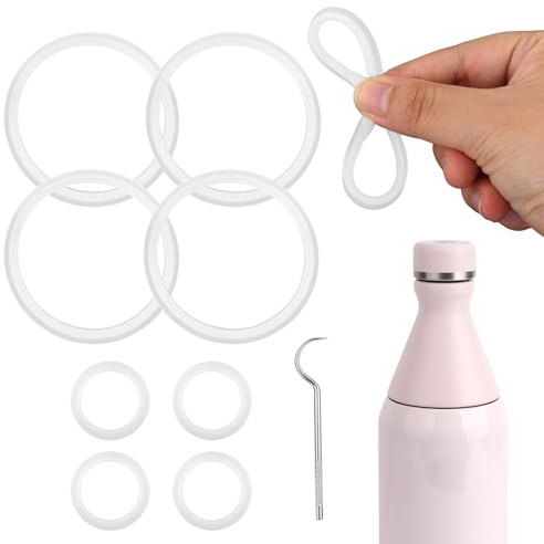 8pcs Joints de Rechange pour Bouteille Stanley All Day Slim 20oz & 34oz, Anneaux d'Étanchéité Durables et Antifuite avec Crochet pour Bouteilles d'Eau