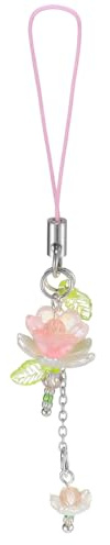 SHOFUL Agromusk Rosa Lotus Blume Handy Charm, Süße Perlen Handyband Handytasche Anhänger Geschenk für Frauen Y2K Accessoires(Rosa)
