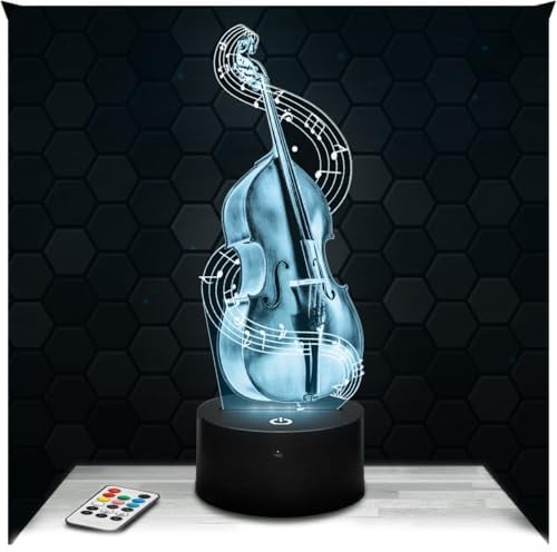 Lampephoto.fr - Lampada Violoncello Luce Notturna 3D Strumento Musicale | Prodotto in Francia, scelta di base, luminosità regolabile, batteria/USB, regalo per uomo e donna