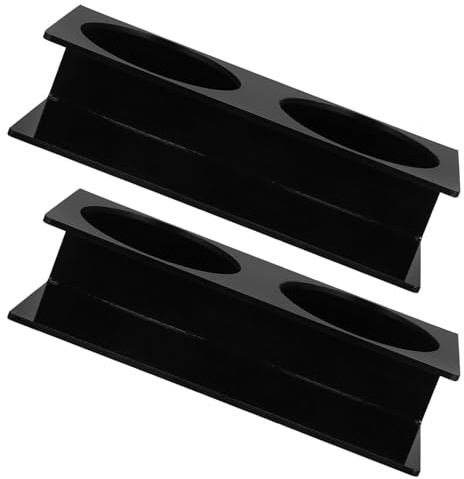 WATIIFUFU 2pcs Acrylic Beverage Display Rack Double Slot Cup Holder Stand for Water Bottles and Tumblers Nonslip Stable Organizer for Hotel Kitchen Cabinet Storage Black