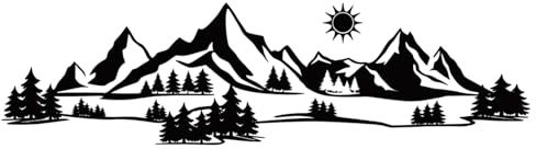 Vspek Car Decals Mountain Sun Forest, Waterproof Vinyl Car Stickers, Cool Auto Stickers Body Side Door Trunk Decoration for RV Campervan Motorhome Truck SUV Sedan Van, 100 * 28 CM, Black