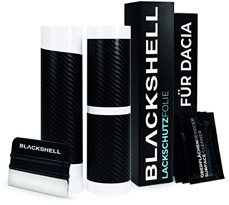 Blackshell® Lackschutz Set passend für Dacia Sandero 3 | Typ DJF | ab 2021 (FL, auch Stepway) Carbon Glanz - passgenauer Ladekantenschutz, Einstiegsleisten inkl. Folierset