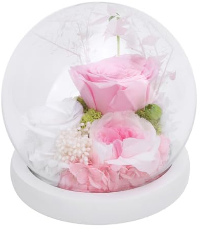 Luocute Blumen-Glaskugel-Licht, LED-Rosen-Kugellampe, Konservierte Blumen in Glaskuppel für 3 Bis 5 Jahre, Romantisches Geschenk für Frauen, Mutter, Ehefrau, Heimdekoration, (Typ 1)