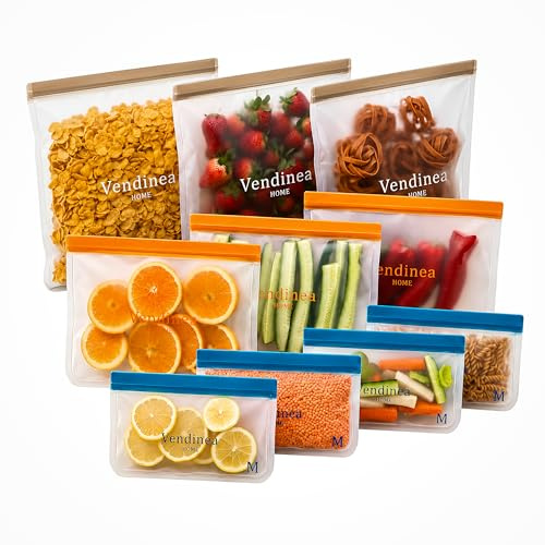 Silikon Gefrierbeutel Wiederverwendbar 10er Set – Silikonbeutel in 3 Größen, Spülmaschinenfest, BPA-frei, auslaufsicher – Lebensmittelbeutel für Meal Prep, Tiefkühlbeutel & Freezer Bags