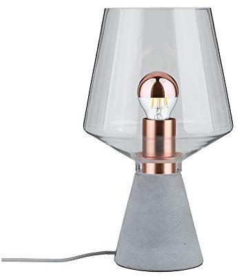Paulmann 79665 Neordic Yorik Tischleuchte max.1x20W E27 Klar/Grau/Kupfer Glas/Beton/Metall