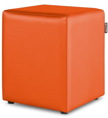Happers Sitzwürfel aus Kunstleder Orange. Sitzhocker und Fußstütze für das Wohnzimmer oder Schlafzimmer