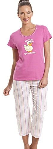 Camille Womens Pink Duck Motif Cropped Pyjama Set