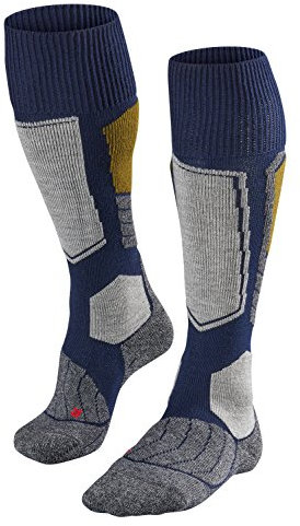 FALKE Herren Skisocken SK1, Skistrümpfe mit Merinowolle, atmungsaktive Kniestrümpfe zum Skifahren, hohe Wärmeisolation, extra starke Polsterung, 1er Pack, marine, 42-43