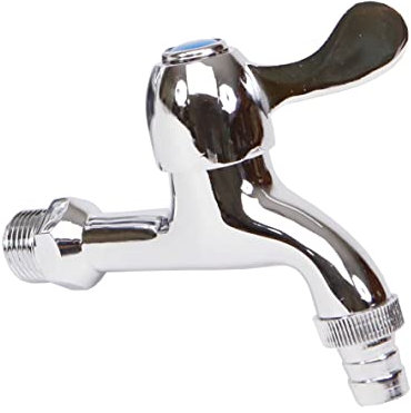thesecrethome.es - Grifo de Lavadero 1 Vía - Grifería Lavadero - Grifo de Pared Agua Fría - Acabado Cromado - Ideal para Cocina, Baño - Alto 10,5 cm x Profundo 14 cm