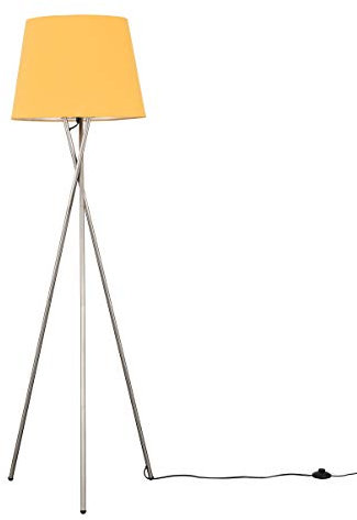 MiniSun | Modern Brushed Chrome Floor Lamp with a Mustard Tapered Shade | Floor Lamps & Torchieres, Home Décor & Improvement Essential | Includes Bulb [3000K Warm White]