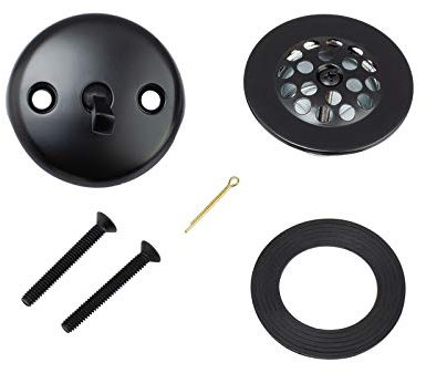 Artiwell Trip Lever Tub Trim Kit Set With Trip Lever Overflow Face Plate, Trip Lever Bathtub Drain with Strainer, Overflow and Matching Screws (MATT BLACK)