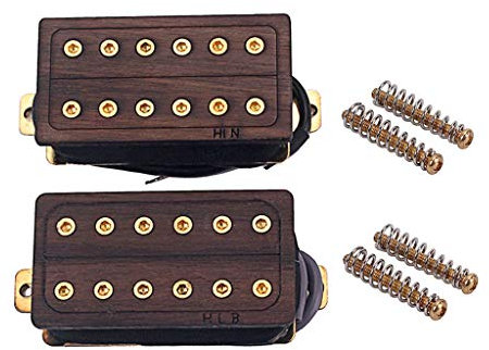 Alnicov 1Set Palisander Gitarren Pickup Hals & Brücke 50 / 52Mm 6 Saiten E-Gitarre Humbucker Pickups Mit Goldenen Schrauben