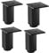ying 4 PcsFurniture cabinet metal feet adjustable stainless steel kitchen feet square black 80x70mm, with screws