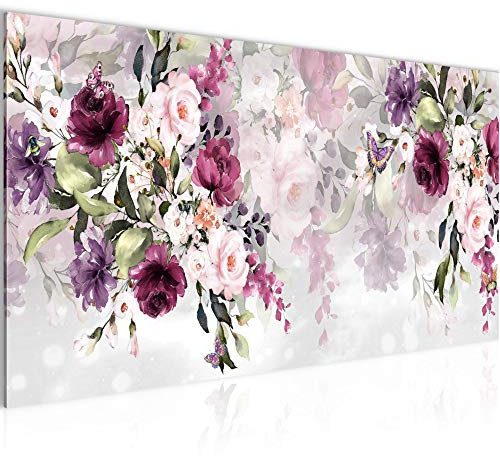 Runa Art Tableau Decoration Murale Fleur 1 Partie Moderne Toile non tissée Salon Salle Motif floral Rose-mauve 026612c