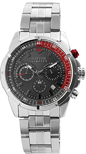 Raptor Limited Buddi Herren-Uhr Edelstahl Chronograph Leuchtzeiger RA20301