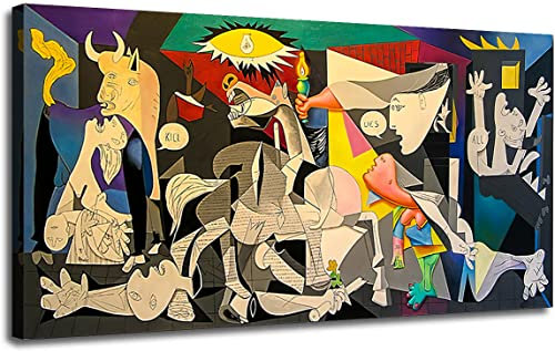 MJEDC Tableau Guernica De Picasso Avec Cadre Impression Sur Toile Tableau DéCoration Murale Salon Moderne 50x100cm
