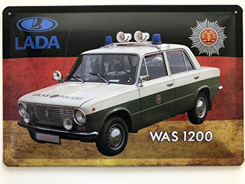 Metall Schild 20x30cm Polizei Fahrzeug DDR Lada WAS 1200 Sprüche Blechschild