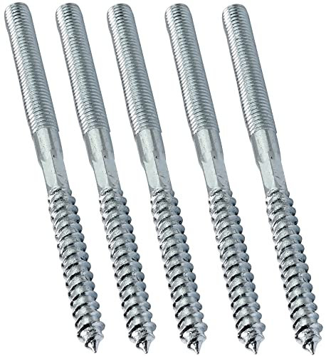AERZETIX - C44774 - Set di 5 - Vite a doppio filetto - prigioniero - punto vite - metallo/legno con o senza tasselli - Ø8x120mm - acciaio zincato - colore argento