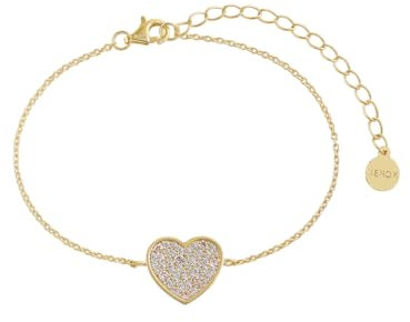 Xenox Damen 925 Sterling Silber Armband mit Herz-Anhänger mit Zirkonia in goldfarben - Love Story - XS3605G