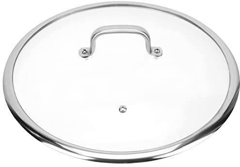 BESTonZON Topfdeckel Pfanne Deckel Edelstahl Bratpfanne Deckel Hitzebeständig Hot Pot Deckel Universaldeckel mit Griff Pfannendeckel für Töpfe Pfannen Pfannenbraten 34cm