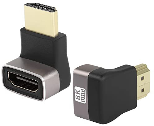 QIANRENON 8K 270 gradi angolo HDMI maschio a femmina adattatore accoppiatore HDMI 2.1 verso il basso 90 gradi angolo retto estensione a forma di L,8K@60Hz HDR,per proiettore TV PC portatile,2 Pcs