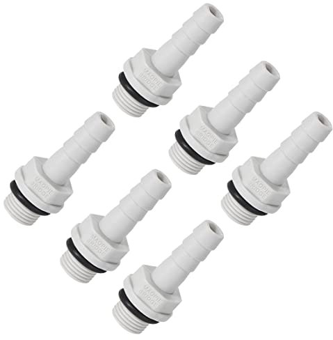 PATIKIL 6mm Spina x 1/8 G Maschio Tubo Raccordo, 6pz PVC Adattatore Innesto Flessibile Connettore per Acqua Tubo, Grigio