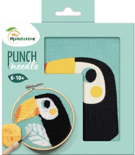 My Mandarine KC152C - un kit punto croce per bambini PUNCH NEEDLE - quadretto 18x18 cm - a partire dai 6 anni - tucano