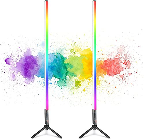 LUXCEO 2 Stück 120cm LED Video Lichtstab Mood1,LED Handheld Fotografie Lichtdimmbar und Speicher, integrierter Akku, RGB-Fotolampe für YouTube, TikTok, Spiel-Streaming, Partybar,Foto-Beleuchtung