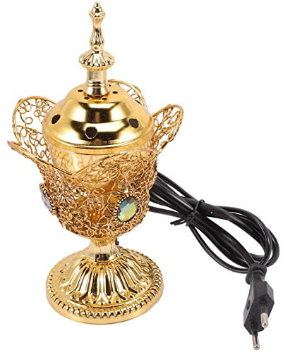 Cabilock Bakhoor Elektrischer Weihrauchbrenner Im Orientalischen Stil Tischplatte Elektrischer Weihrauch Räuchergefäß Metall Weihrauchbrenner Für Home Office Yoga Spa Aromatherapie Dekor