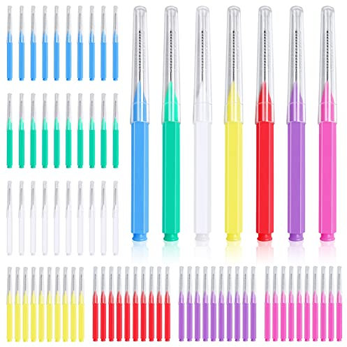 70 Stück Interdentalbürsten, Zahnstocher Zahnseide Kopf, Dental Floss Stick Oral Dental Hygiene Bürste, Mini Zahnreiniger für die Reinigung von Lücken zwischen den Zähnen