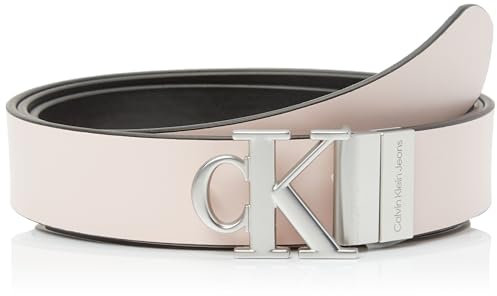 Calvin Klein Jeans Damen Round Mono PL REV LTHR Belt 30MM K60K611489 Gürtel, Schwarz (Black/Pale Conch), 95