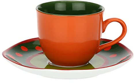 Rose & Tulipani - Set 6 Tazzine Caffè con piattino Arancione Cozy Cottage