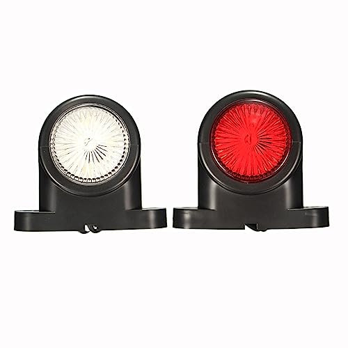 Krtopo 2X Seitenmarkierungsleuchten 12 / 24V Anhänger-Seitenleuchte E8 Doppelseitiges weißes rotes Licht für LKW Wohnmobil Wohnwagen