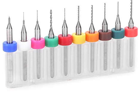 10 Stück PCB Drill Bits Set Spiralflötencarbid 0,1-1 Mm für Leiterplatte, Bernstein, Bienenwachs, Rohstein, Schmuck, CNC-Stanzgravur