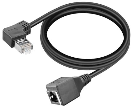 YACSEJAO Cavo di prolunga schermato Cat6 90 gradi 2FT RJ45 8p8c da maschio a femmina Cavo estensore Ethernet FTP schermato da maschio a femmina Connettore (angolo destro)