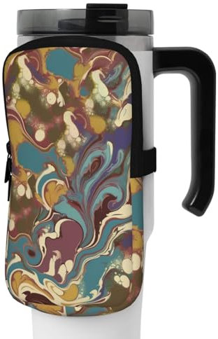 OUSIKA Romano Art Print Wasserflasche Beutel Tumbler Pouch Bag Handheld Sport Trinkflasche Zubehör Tasche Reißverschluss Beutel Gürteltasche für Männer Frauen, Schwarz , S